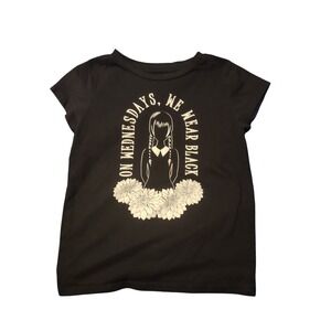 Wednesday Addams Girls Black Graphic‎ Tee On Wednesdays We Wear Black Size 6/7 S